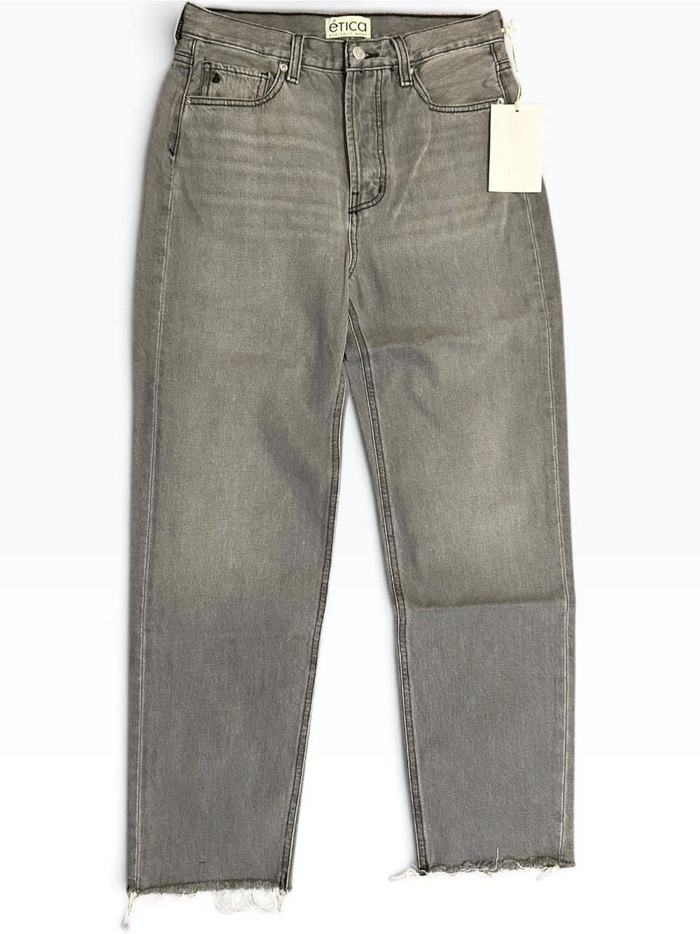 Etica Tyler High-Rise Straight-Leg Raw Hem Jeans
